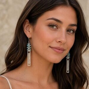 Handmade Sterling Silver Turquoise Arrow Dangle Earrings Boho Western Statement